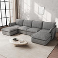 Gtilzria Waterproof Cloud Sectional Couches for Living Room,High Backrest Down Filled Couch,6 Seater Oversized Modular U-Shaped Sofas with Chaise,Detachable Sofa Covers,Deep Grey