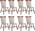 LZAREAL Farmhouse Dining Chairs Set of 8 Wooden Kitchen Chairs Mid Century Modern Spindle Chair French Country Windsor Dining Chairs for Dinning Room Kitchen Restaurant Bar Canteen Library, Walnut