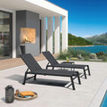 PURPLE LEAF Outdoor Chaise Lounge Set for 2 Oversized Pool Lounge Chairs with Easy-to-Move Wheels and Adjustable Backrest Extra Large Patio Loungers for Poolside Deck Beach Table Included, Dark Grey