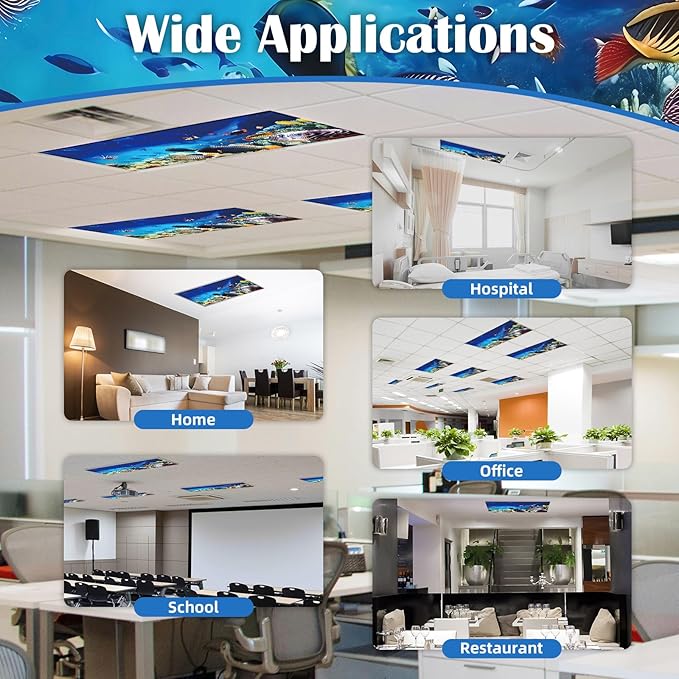 8 Pcs Fluorescent Light Covers - 4 x 2 Feet Covers for Ceiling Lights, Magnetic Light Filters for Classroom, Office, Hospitals, Home