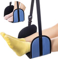 Airplane Footrest Hammock, Adjustable Portable Travel Footrest with Thickened Foam, PVC Board, Breathable Soft Lining (Blue)