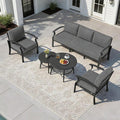 RTDTD Aluminum Outdoor Patio Furniture Set,5 Seats Patio Conversation Sets with 2 Round Coffee Tables,Metal Patio Sectional Furniture Set with 5.1" Thickened Cushions,Grey