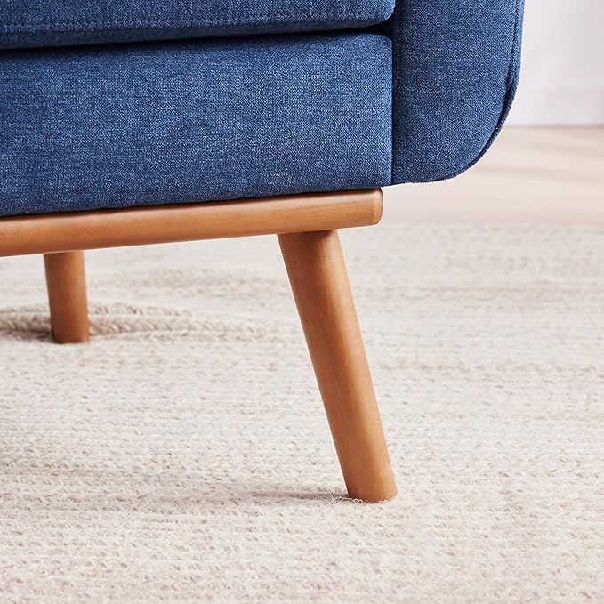 HUIMO Fabric Accent Chair, Mid Century Modern Arm Chair, Button Tufted Living Room Chairs for Bedroom Study Office (Dark Blue)