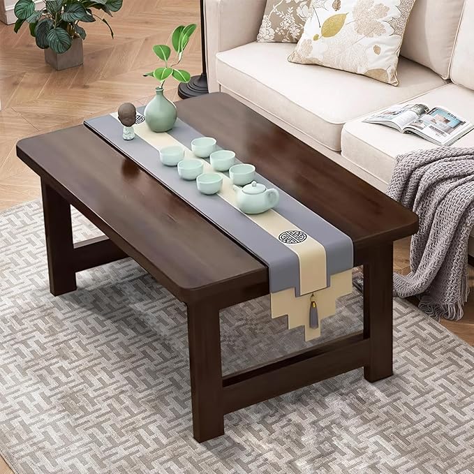 robwibw Japanese Floor Sitting Table, Folding Wood Tea Table Chabudai Japanese Coffee Table Low Table for Living Room Home Tatami Office (A 47.2 * 19.6 * 13.7 INCH)
