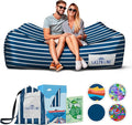 Chillbo Lazybone Inflatable Couch - Ultimate Inflatable Lounger for Maximum Chill - The Perfect Blow Up Couch for Music Festivals Or Inflatable Lounger for Camping - Nautical Blue