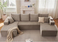 Sectional Cloud Couch for Living Room, Stupendous U Shaped Sofas, Modular Floor Deep-Seat Sofa, Big Comfy Corduroy Couches Set with Fluffy Memory Foam, No Assembly Required, Camel