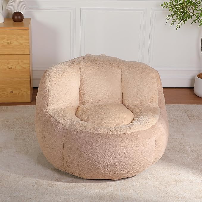 KEIKI Oversized Bean Bag Chairs, Bean Bag Couch for Adults and Kids, Large Reading Chair, Multicolor Faux Fur Floor Sofa for Reading, Playing or Relaxing