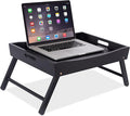 BIRDROCK HOME Wood Bed Tray for Eating | TV Tray with Folding Legs | Wide Breakfast Serving Lap Desk with Sides & Handles | Laptop Table | Foldable Study Writing Table | Adjustable Food Tray | Black