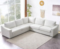 ELUCHANG Convertible Sectional, L-Shaped Couch with Extra Deep Seats, Natural Linen Fabric Comfy Modern Corner Sofa for Living Room, Office, White