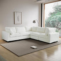 WJShome Cloud Couch Modular Sectional Sofa,118" Oversized 5 Seater Convertible Sofa,V Shaped Plush Couch for Living Room,Comfy Wide Seat Couches,Covers Washable&Replaceable-White