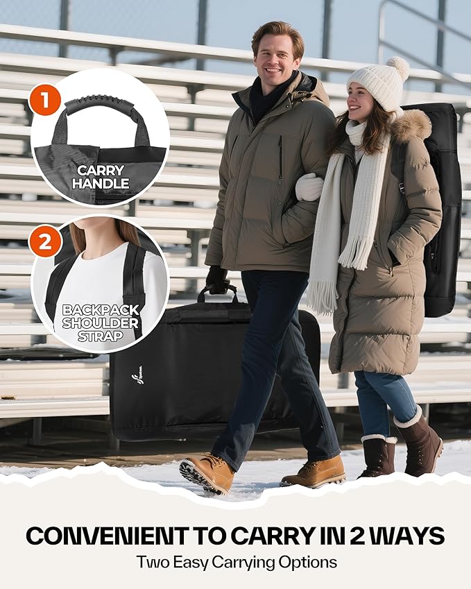 Sportneer Heated Stadium Seats for Bleachers: 3 Heated Modes 6 Reclining Positions Stadium Seats with Back Support for Sport Events Camping Parks Concerts