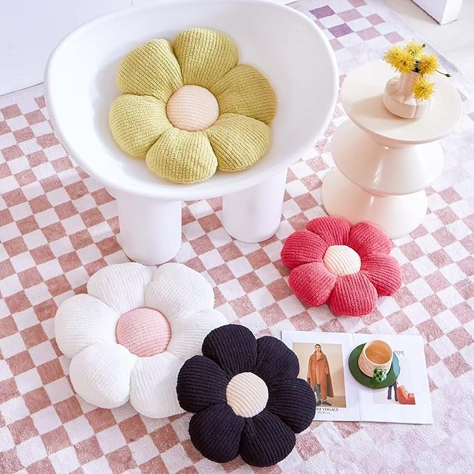 VBGYA Flower Pillow, Peach Pink Flower Decorative Throw Pillows for Bed Couch, Cute Flower Shaped Plush Aesthetic Pillow, Soft 19.6" Daisy Pillow Floor Pillow Seat Cushion