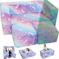 MeMoreCool Glow in The Dark Kids Couch – Modular Fold-Out Toddler Sofa (Rainbow) | Convertible Play Couch for Bedroom & Playroom; Chair, Bed, Fort or Ball Pit; Machine-Washable Velour Cover