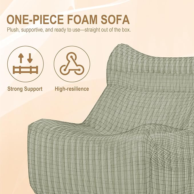Bean Bag Chairs, Giant Bean Bag Chair for Adults, Memory Foam Lounge Chair, Comfy Lazy Floor Chair, Bean Bag Sofa for Living Room, Bedroom and Office, Single Bean Bag (Dark Green)