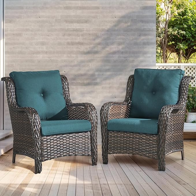 Outdoor Chair Cushions-Patio Chair Cushions Set of 2 with Removable Cover 22 X 25 Inch Outdoor Cushions for Patio Furniture Chair Sofa Couch-Peacoc