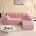 Afuson 107" Boneless Couch with Deep Seat, Modular Sectional Sofa, Cloud Sectional Couch for Living Room, No Assembly Required, Corduroy, L-Shape Left, Pink