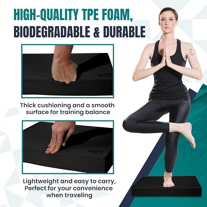 NexFit High-Density Balance Pad - Durable TPE Foam Balance Pad Physical Therapy, Foam Exercise Pad with Non-Slip Surface, Lightweight for Home & Gym Workouts, Core Strength & Balance Enhancement