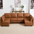 Modular Sectional Sofa,Modern U Shaped Sectional Couches for Living Room,6 Seat PU Leather Deep Seat Sectional Cloud Couch with Storage