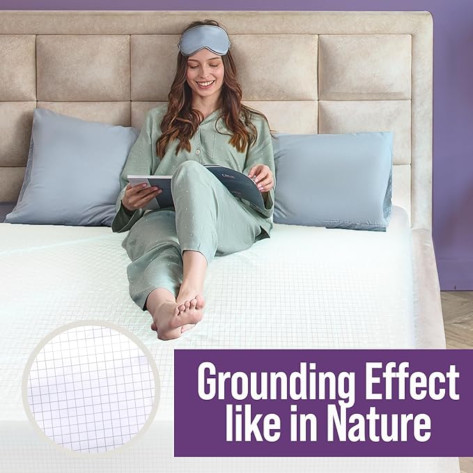 Earth Grounding Sheets Queen Size with 12% Silver Fiber & 4% Silk & 84% Cotton - White - SGS Quality Certified Grounded Well Bed Sheet - Conductive Fitted Sheet for Better Sleep