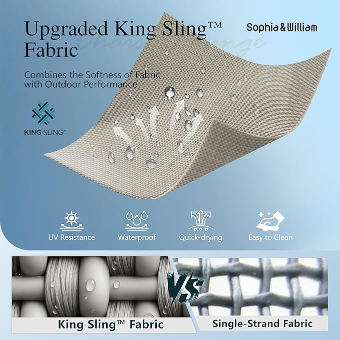 Sophia & William Outdoor Chaise Lounge Chair Set of 2, 78" Long Reclining Lounge Chairs with 5 Adjustable Backrest, Oversized Patio Chaise Lounge Chair for Outside Poolside Beach Yard, Grey