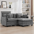 76'' Cloud Deep Seat Loveseat Sofa, Upholstered Chenille Modular 2-Seats Sectional Sofa Couch with Movable Ottoman, Modern Comfy Settee Loveseat for Living Room Set, Small Apartment, Grey