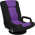 Best Choice Products Swivel Gaming Chair 360 Degree Multipurpose Floor Chair Rocker for TV, Reading, Playing Video Games w/Lumbar Support, Armrest Handles, Adjustable Foldable Backrest - Black/Purple
