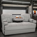 Qualitex De Leon Console SL RV Sofa Bed, 68" Wide, Ulitmate Leather, Ash