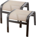 Deguifei Outdoor Patio Footstools Aluminum Outdoor Ottomans Footrest Small Seating Wicker Furniture Patio Ottoman 2 Pieces Brown