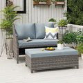 OC Orange-Casual 2-Piece Outdoor Patio Furniture Wicker Love-seat and Coffee Table Set, with Built-in Storage Bin, Grey Rattan, Grey Cushions