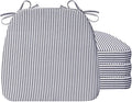 AAAAAcessories D-Shaped Chair Cushions, Featuring Ties and Removable, Machine-Washable Cover, 2'' Thick Seat Pads for Kitchen and Dining Rooms, 17'' x 16'', Set of 4, Pinstripe Dark Gray