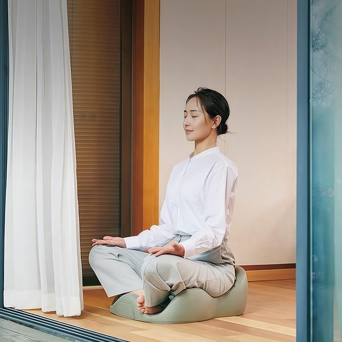 Meditation Cushion & Mat Set, Zafu Floor Pillow, Ergonomic Meditation Pillow Seat & Yoga Bolster Knee Pad, Meditation Accessories Gifts, Zabuton Prayer Pad