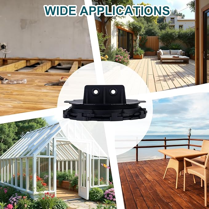 12 PCS Adjustable Plastic Floor Wood Floor Stone Floor Support Lift, Deck Support Floor Raise, Deck Foundation Base Support,Suitable for Floor Bases in terraces,growhouse Outdoor