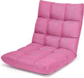 Giantex Floor Sofa Chair Video Gaming Chair with 14 Adjustable Position, Padded Back Support Floor Cushioned Seat, Folding Lazy Chair for Meditation, Reading, Watching, Living Room Recliner(Pink)
