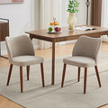ElfinAura Dining Chair Set of 6, Linen Upholstered Dining Chair with Wood Legs, Wing Backrest, Wooden Kitchen Chair, Kitchen Chairs with Thick Cushions for Dining Room, Living Room, Khaki