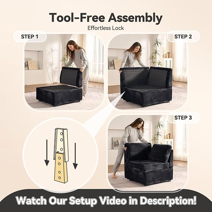 CAODOC Large 8 Seat Modular Sectional Sofa with Ottoman Seat Corduroy Sleeper Sectional Sofa Bed Oversized Convertible Modular Couch for Living Room