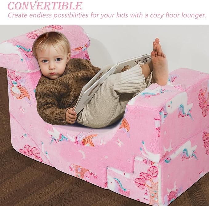 MeMoreCool Toddler Foam Climbing Couch – Modular Kids Sofa with Slide & Stair, Glow‑in‑Dark Convertible Playroom Sectional for Crawling, Climbing & Kids’ Play