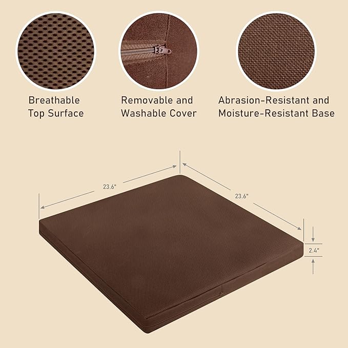 yenzch Meditation Mat Zabuton - Large Floor Cushions & Pillow for Adults - Meditation Cushion & Yoga Floor Sitting - High Density Responsive Bamboo Charcoal Foam Meditation Pad with Washable Cover