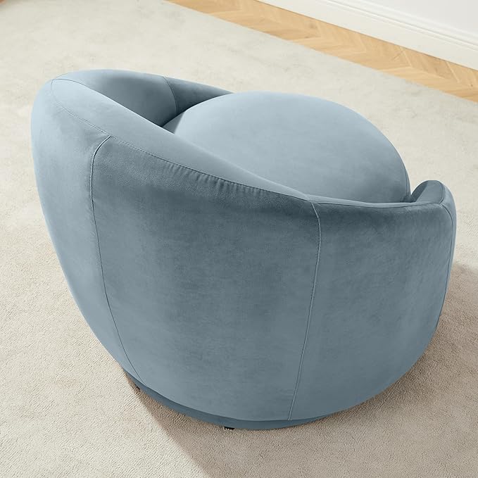 VANOMi Small Swivel Accent Chair for Living Room, Comfy Swivel Vanity Chair with Armrest, 360 Degree Velvet Barrel Accent Chair for Bedroom, Apartment, Blue