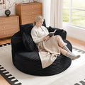 55'' Oversized Round Boneless Chaise Lounge Chair Indoor, Upholstered Corduroy Deep Seat Cloud Large Circle Sofa Couches Bed Corduroy Modern Floor No Assembly Sleeper Bed for Living Room, Bedroom