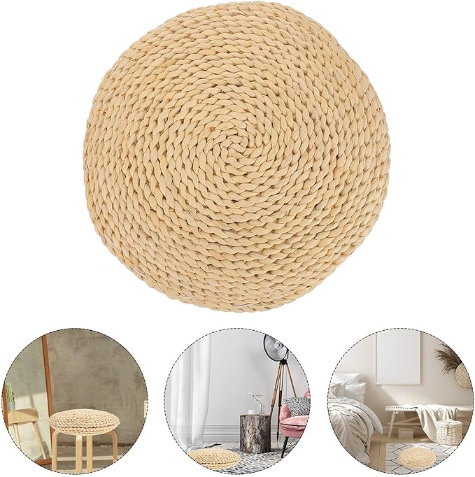 BETOOKY Japanese Tatami Floor Cushion 30x30cm Straw Weaving Sitting Mat with Silk Cotton Filling for Meditation Yoga Home Seating