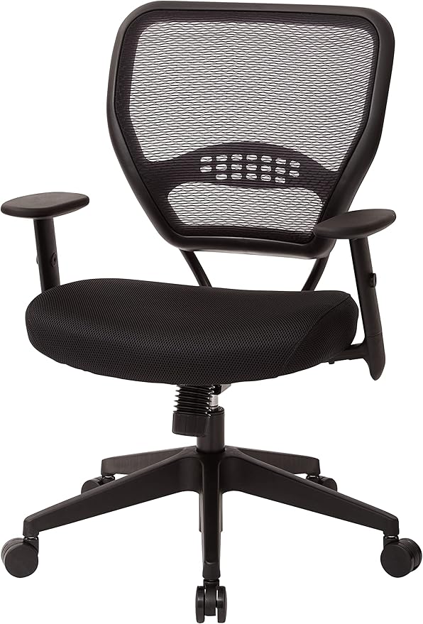 Space Seating 55 Series Professional Dark Air Grid Back Adjustable Office Desk Chair with Built-in Lumbar Support, Black