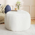 Gericco Round Pouf Ottoman Foot Rest, 29 X 18Inch Floor Poufs Footstool, A Round Modern Foam Filled Foot Stool for Living Room, Home, Nursery, Dorm, Outdoor (White, 29Inch)