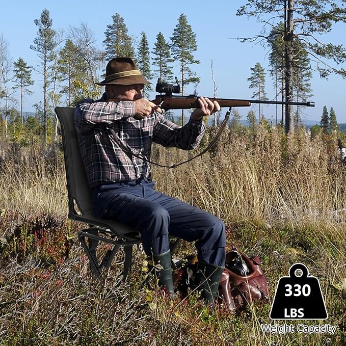 Goplus Hunting Chair, 360° Swivel Hunting Blind Chair with Carrying Strap, 330LBS Capacity, Folding Silent Deer Hunting Chair, Portable Ground Blind Chair for Fishing Camping, No Assembly