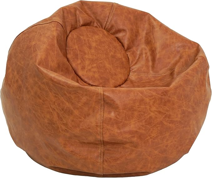 FDP Rustic Kid 22" Bean Bag Chair, Furniture for Kids, Perfect for Reading, Playing Video Games or Relaxing, Alternative Seating for Classrooms, Daycares, Libraries or Home - Hazelnut