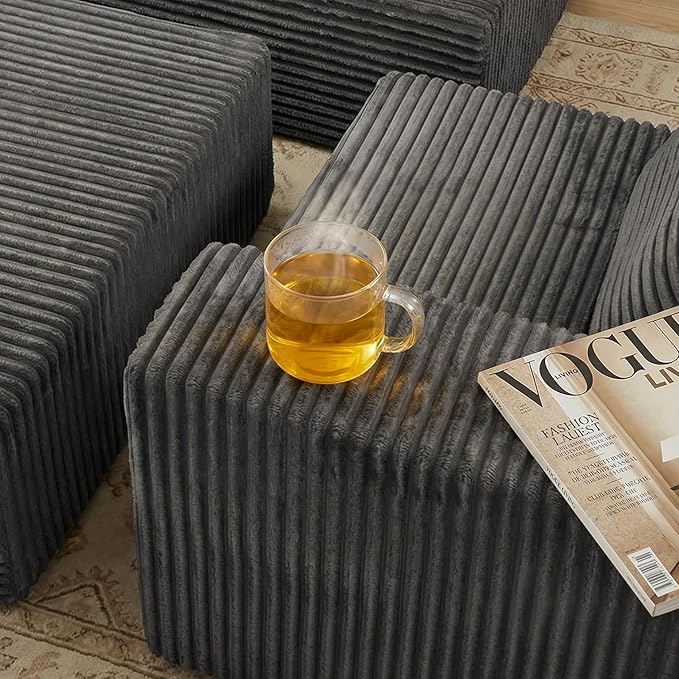 Sytopia 109" L-Shaped Cloud Couch, Boneless Modular Sectional Sofa with Deep Seat for Living Room Bedroom, Modern Floor Couch Corduroy, Comfy Sleeper Futon Sofa Bed 40D Foam Furniture, Left Facing