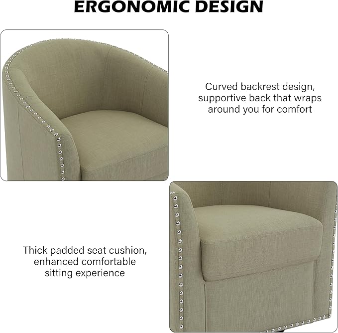 DREAMSIDEA Swivel Barrel Accent Chair Set of 2, Modern Round Small Reading Armchair for Living Room Bedroom-Light Camel
