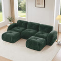 Modular Sectional Sofa with Free Combination,Boneless Floor Couch for Living Room & Lounge,Velvet 3-Seater Sectional Couch with 2 Ottomans,No Assembly Needed