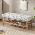 Janoray Entryway Shoe Bench Storage Benches with Upholstered Button Tufted Seat and Open Slatted Shelf Linen Shoe Rack for Hallway Living Room Bedroom End of Bed, Pattern