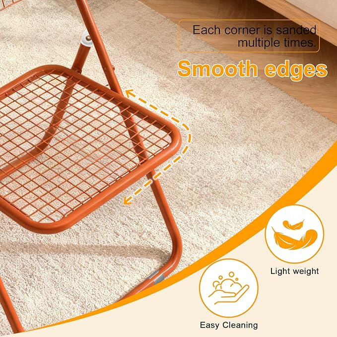 12 Pack Folding Chair,Orange Color,Single Piece,Foldable Space - Saving Design for Indoor/Outdoor Use