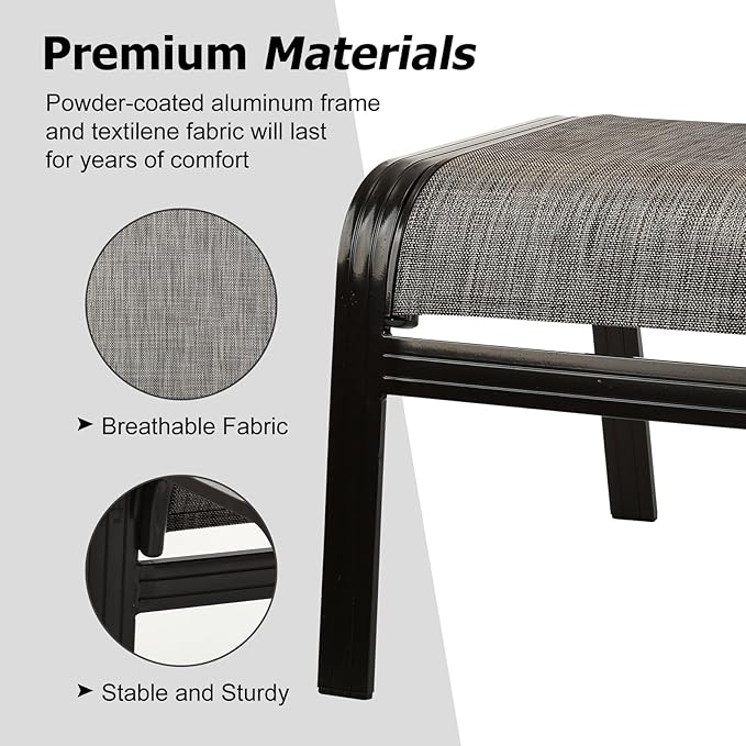 Deguifei Patio Outdoor Ottoman Footstools Assembled Aluminum Footrest Side Table Small Chairs Patio Ottoman 2 Set Brown